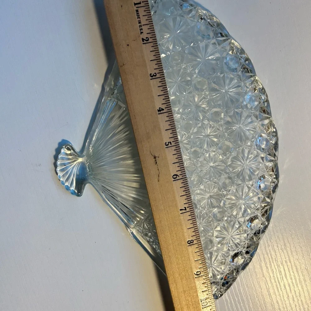 Mid Century Pressed DAISY‎ & BUTTON Clear L. G. WRIGHT GLASS Co. 10.5